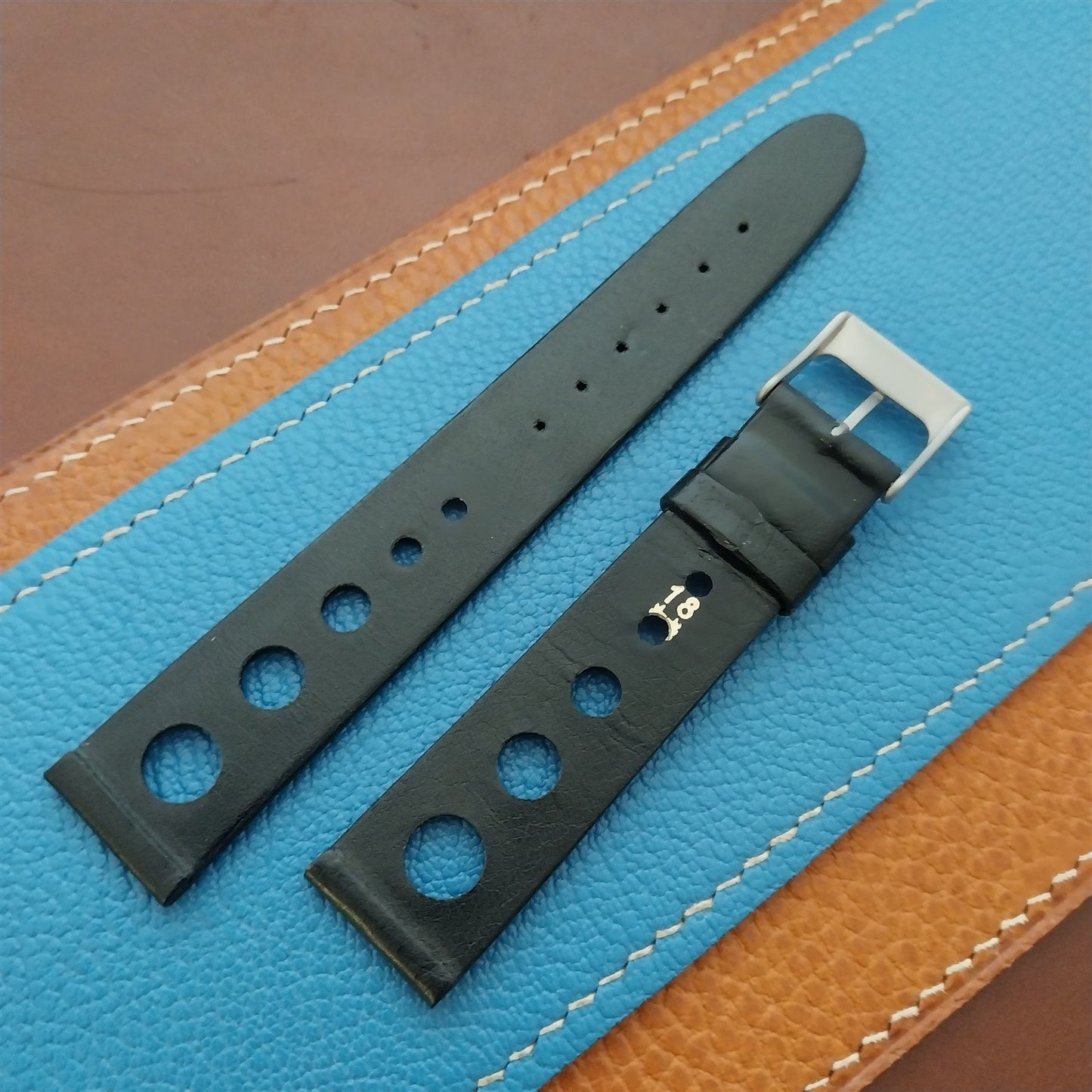 Vintage 18mm Rally GT Black Tapered Leather Hirsch Classic Unused Watch Band