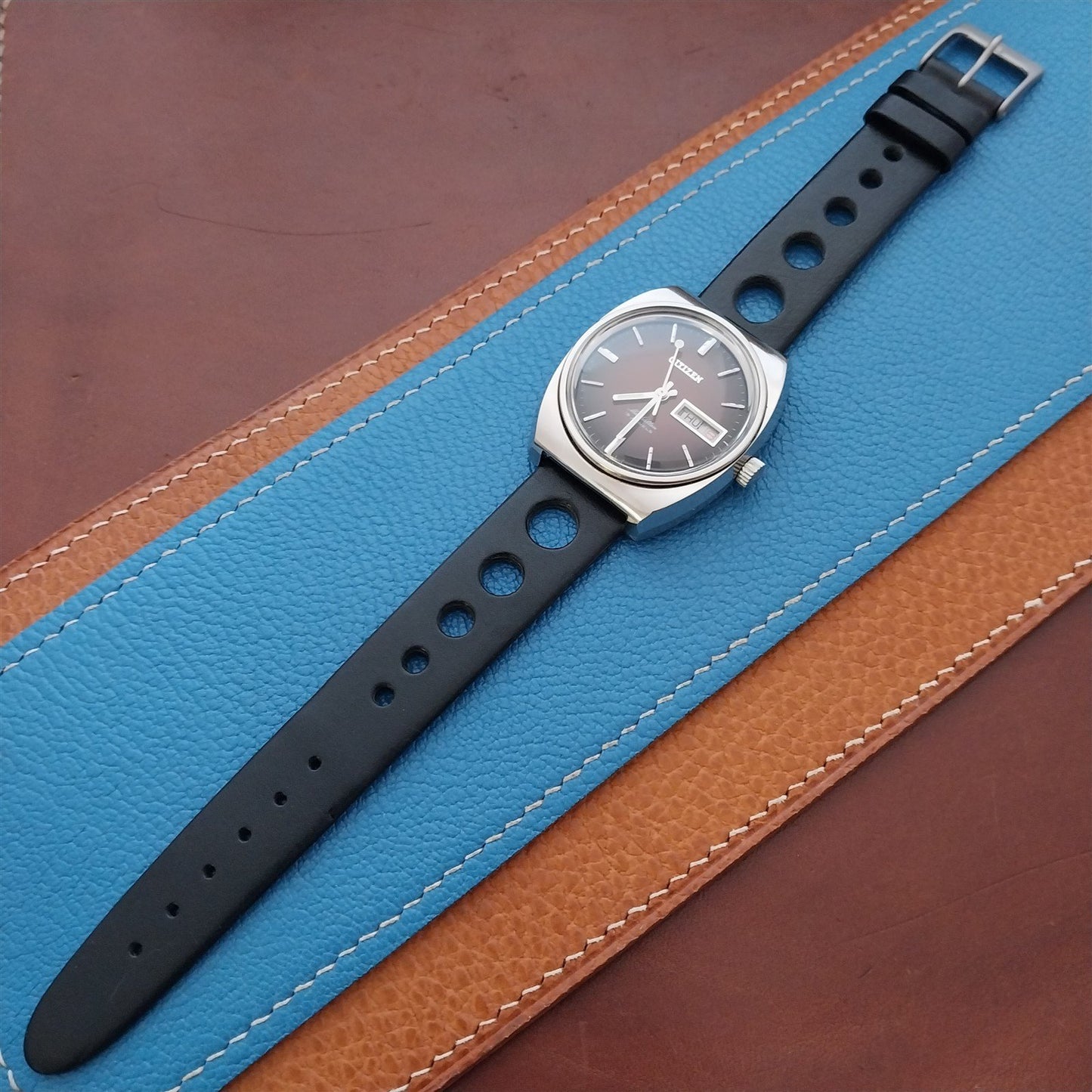 Vintage 18mm Rally GT Black Tapered Leather Hirsch Classic Unused Watch Band