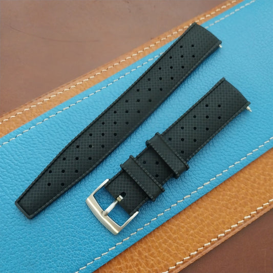 19mm FKM Rubber Black Tropical Vintage Style Diver Watch Strap