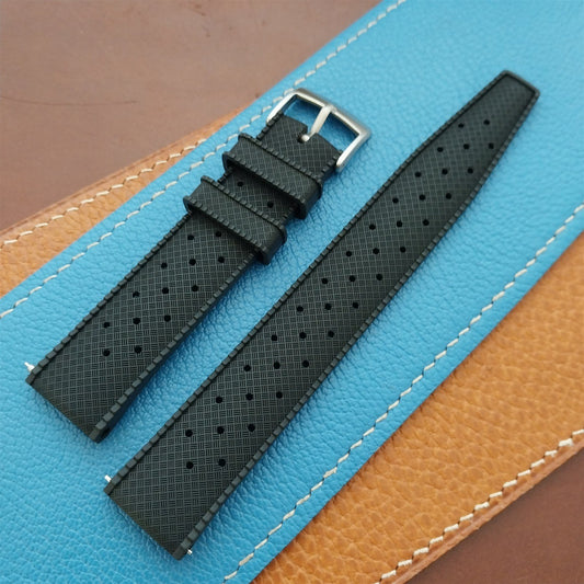 19mm FKM Rubber Black Tropical Vintage Style Diver Watch Strap