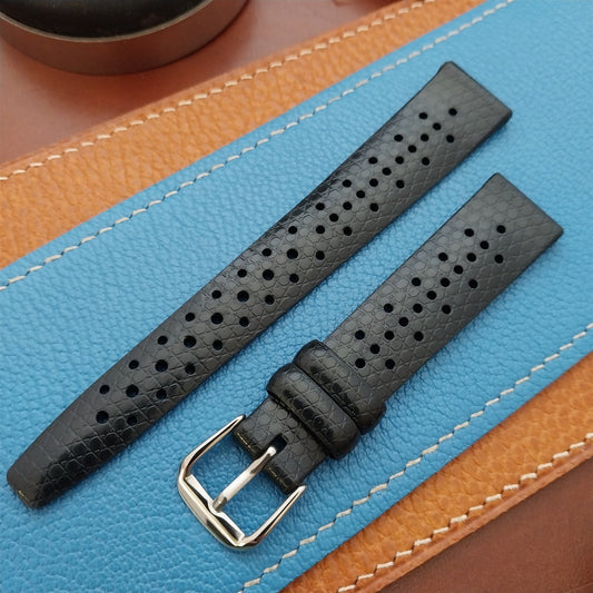 18mm Rubber Black Tropical Vintage 1960s 1970s Style Diver Watch Strap