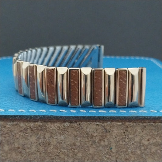 1940s Harwood 5/8" Gold Fill & Leatherette Expansion Vintage Watch Band