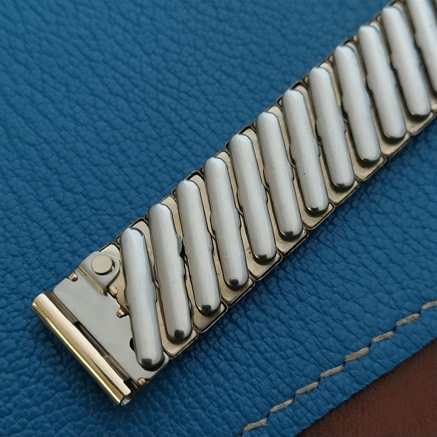 1940s Harwood 5/8" Gold Fill & Leatherette Expansion Vintage Watch Band