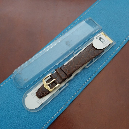 17mm Hirsch Croco Grain Brown Leather Tapered 17/14 Unused Vintage Watch Strap