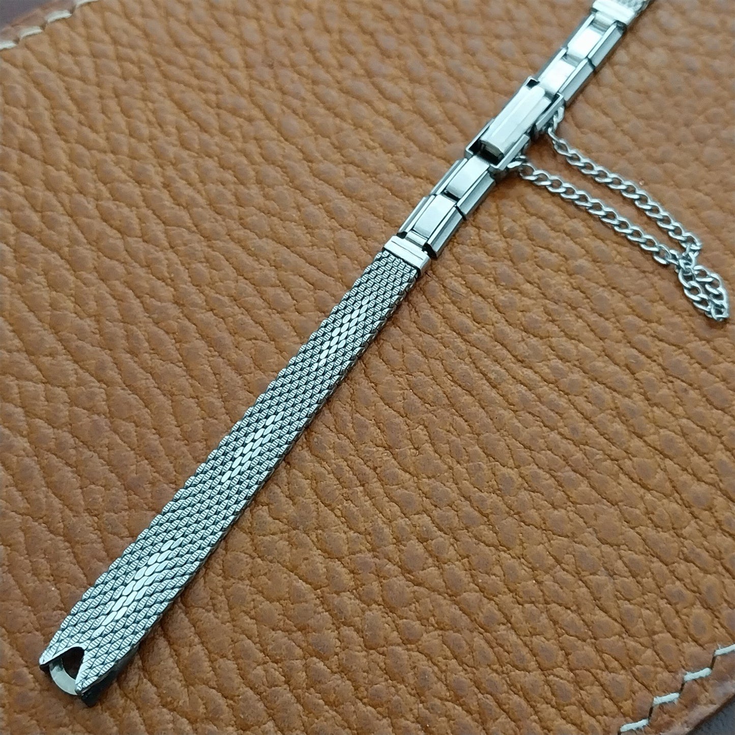 White Gold-Filled Mesh Ladies Unused 1960s Vintage Cocktail Watch Band