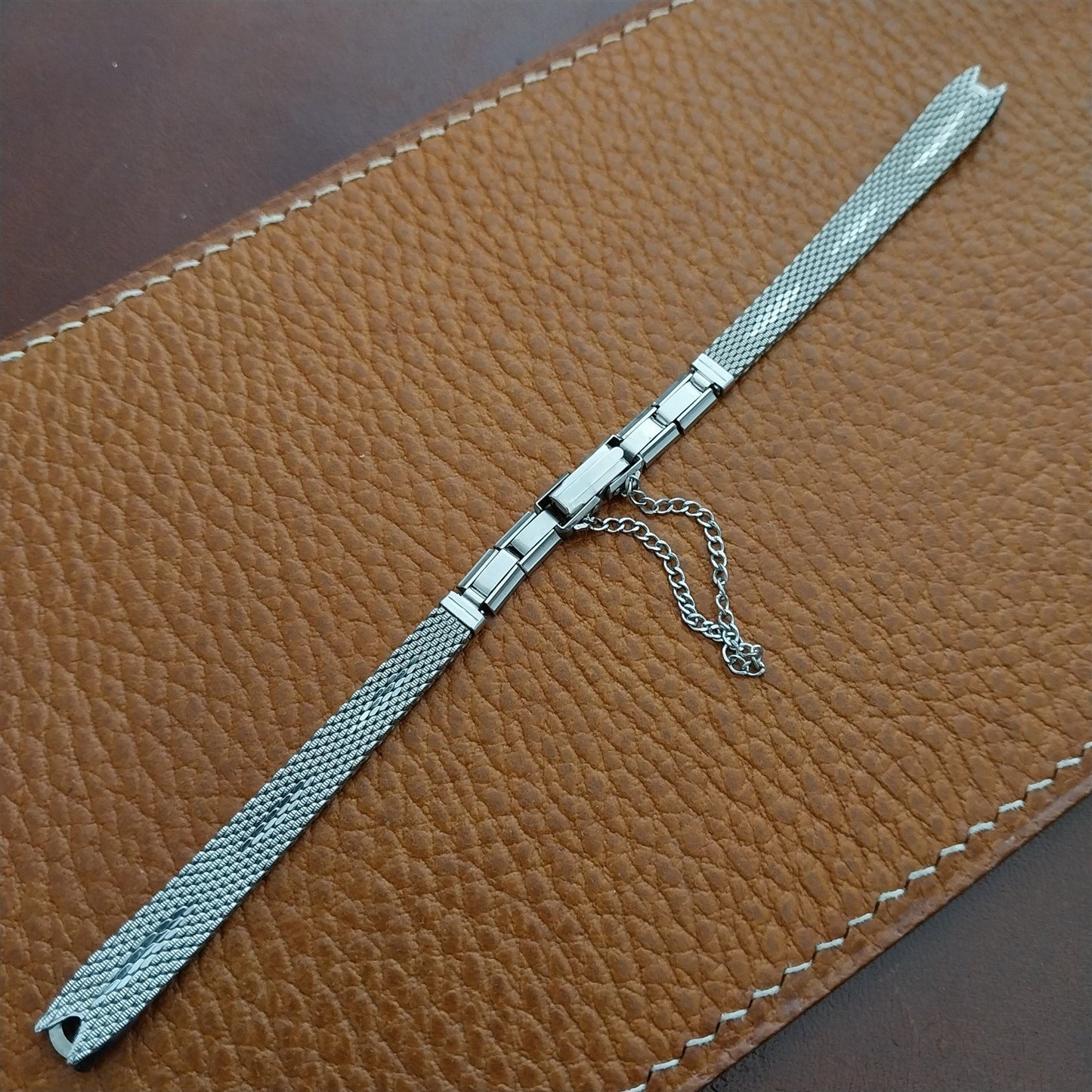 White Gold-Filled Mesh Ladies Unused 1960s Vintage Cocktail Watch Band