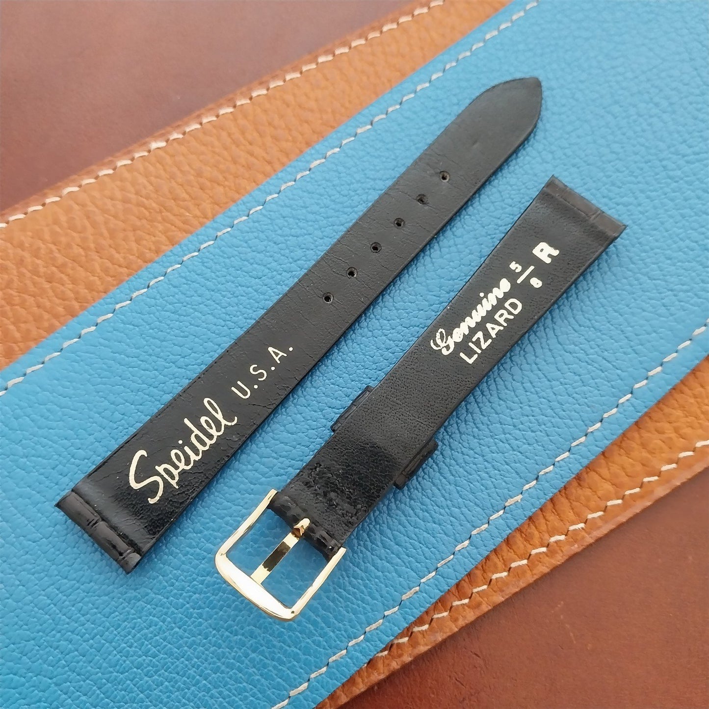 Vintage 16mm Black Lizard Classic Speidel Unused 1970s Watch Strap