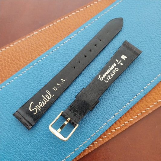 Vintage 16mm Black Lizard Classic Speidel Unused 1970s Watch Strap