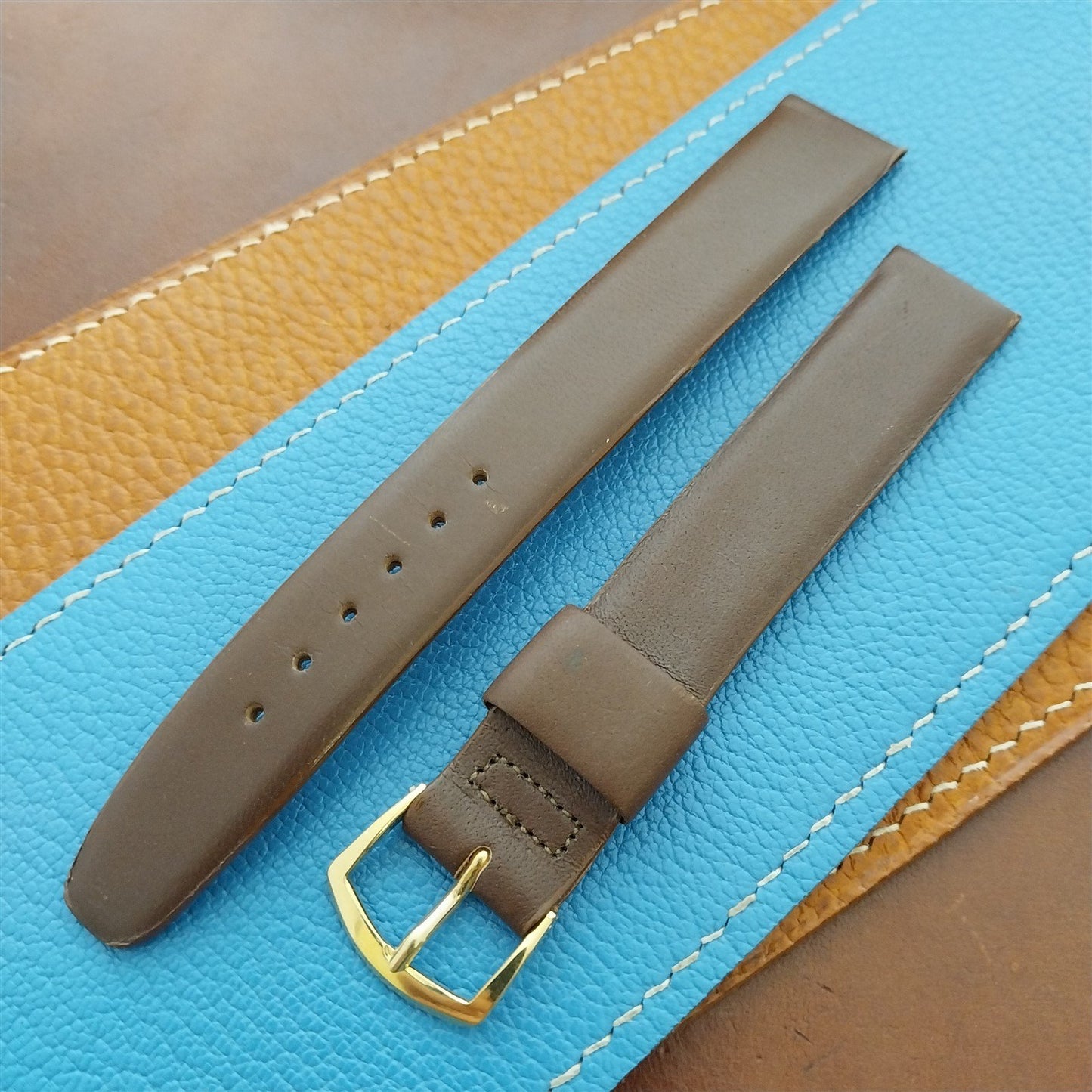 17mm Speidel Long Brown Tapered Leather Unused 1970s Vintage Watch Strap