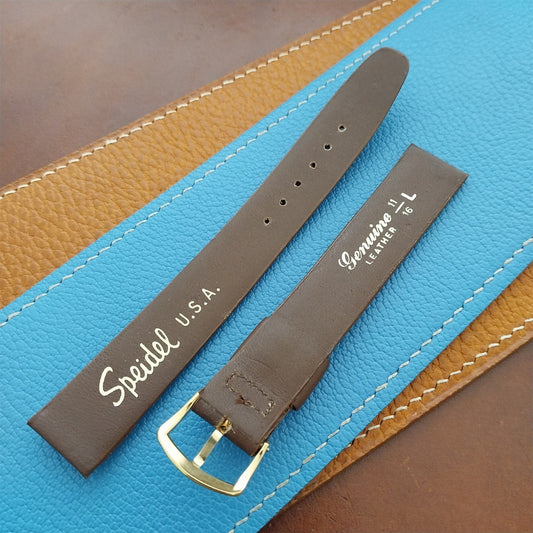 17mm Speidel Long Brown Tapered Leather Unused 1970s Vintage Watch Strap