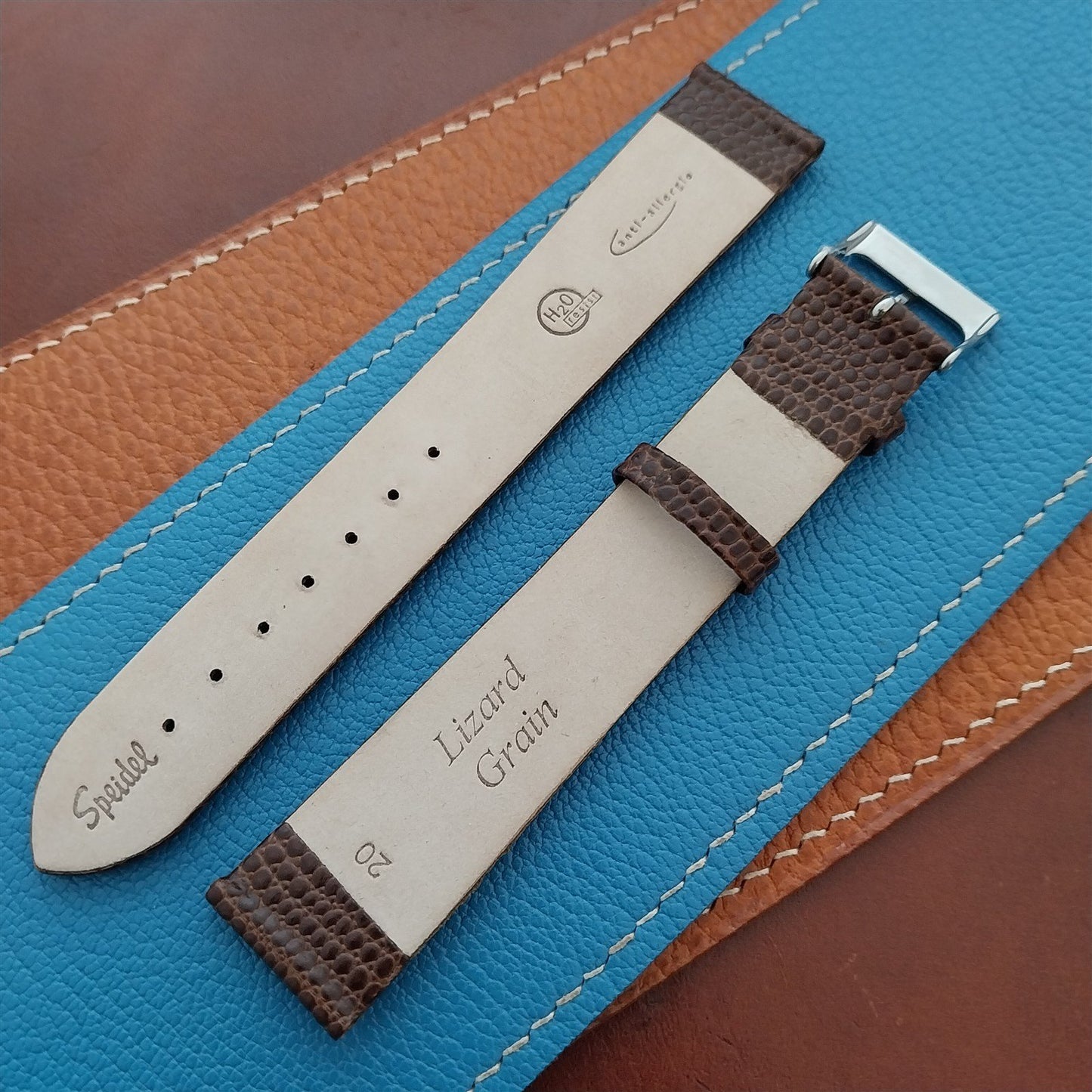 20mm Speidel Long Lizard-Grain Leather Tapered 20mm/18mm Watch Strap