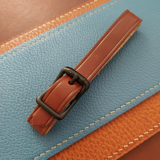 1/2" Brown Harness Leather Watch Fob Strap & Black Finish Buckle