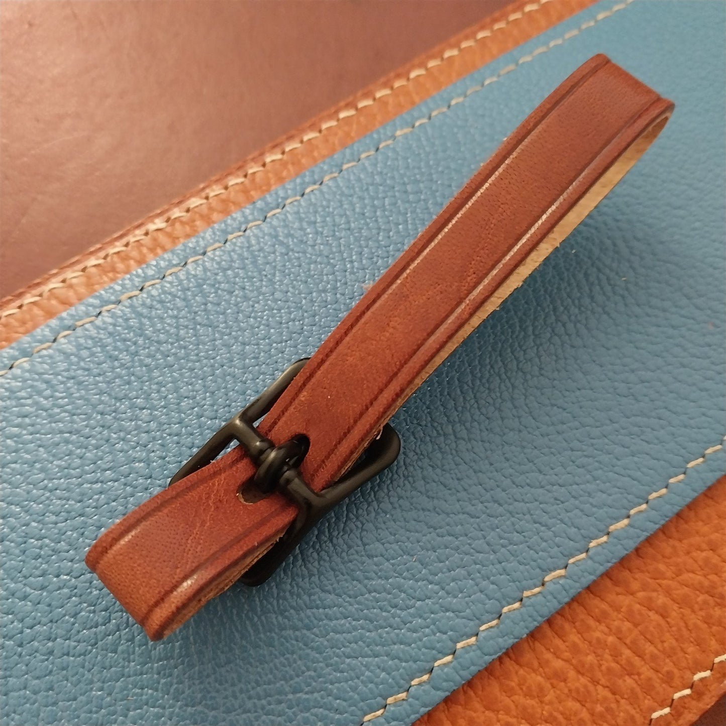 1/2" Brown Harness Leather Watch Fob Strap & Black Finish Buckle