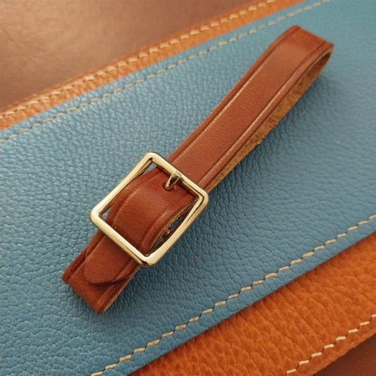 1/2" Brown Harness Leather Watch Fob Strap & Polished Gold Finish Buckle
