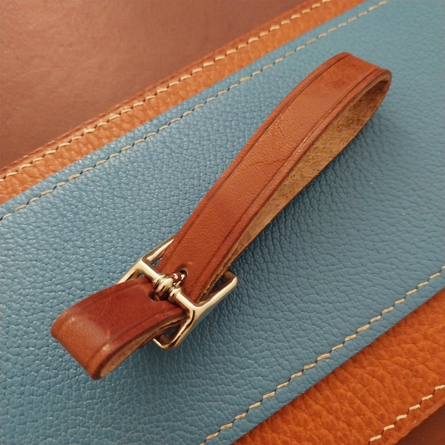 1/2" Brown Harness Leather Watch Fob Strap & Polished Gold Finish Buckle
