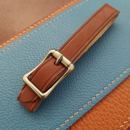 1/2" Brown Harness Leather Watch Fob Strap & Antique Nickel Finish Buckle