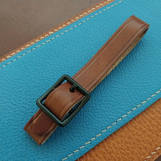 1/2" Brown Harness Leather Watch Fob Strap & Black Finish Buckle