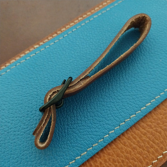 1/2" Brown Harness Leather Watch Fob Strap & Black Finish Buckle