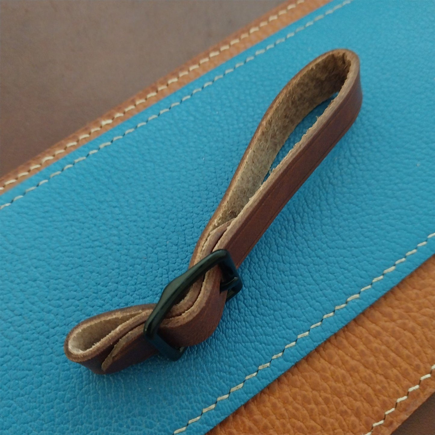 1/2" Brown Harness Leather Watch Fob Strap & Black Finish Buckle