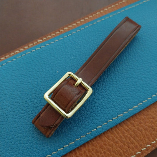 1/2" Brown Harness Leather Watch Fob Strap & Polished Gold Finish Buckle