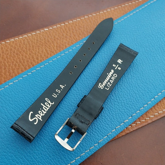 Vintage 16mm Black Lizard Classic Speidel Unused 1970s Watch Strap