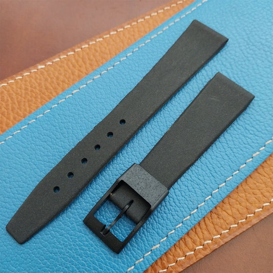18mm 1960s-1970s German Black Synthetic Unused Vintage Watch Strap