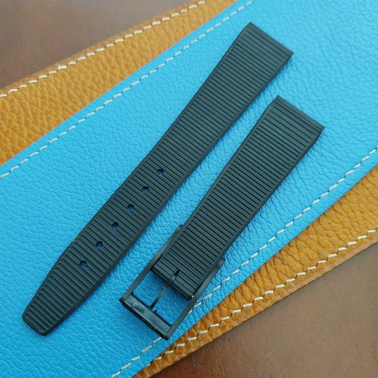 18mm 1960s-1970s German Black Synthetic Unused Vintage Watch Strap