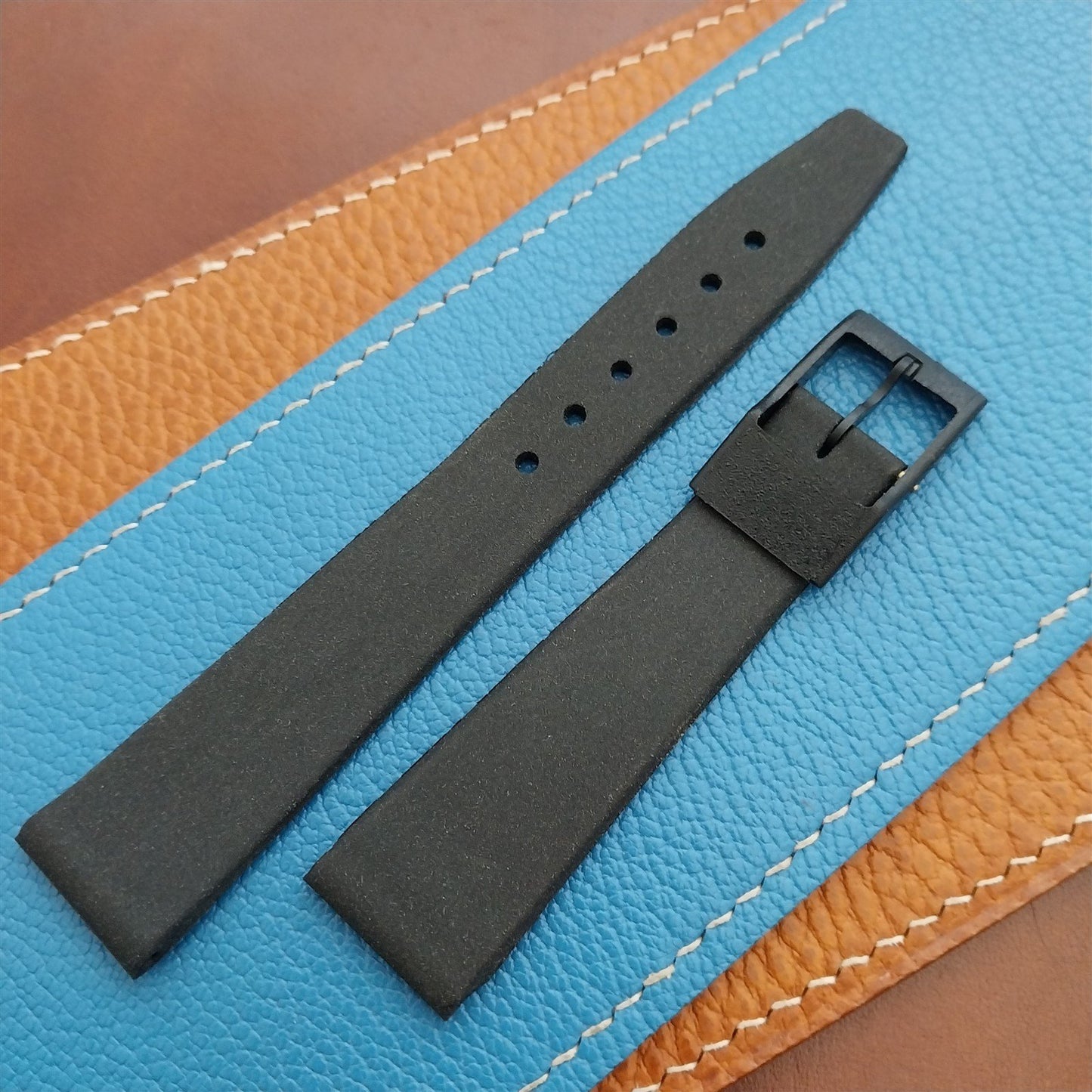 18mm 1960s-1970s German Black Synthetic Unused Vintage Watch Strap