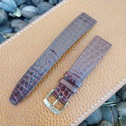 Vintage 18mm 1960s Alligator-Grain Alexander Tapered 18/15 Unused Watch Strap