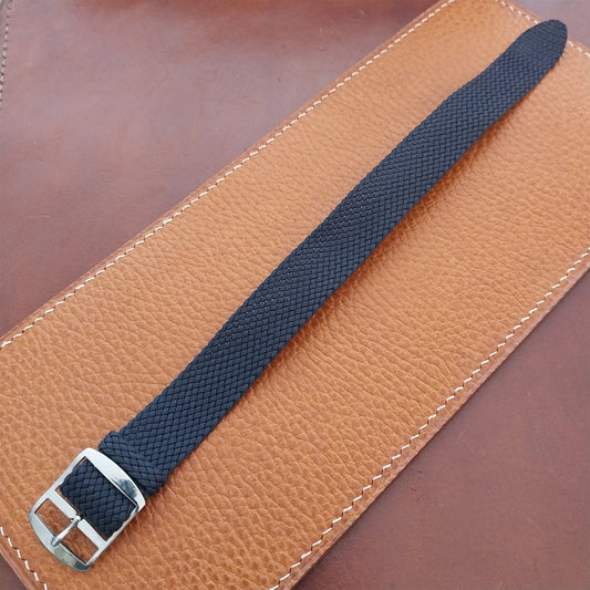 Vintage 18mm Braided Perlon Dark Blue 1960s Single Pass Unused Watch Strap