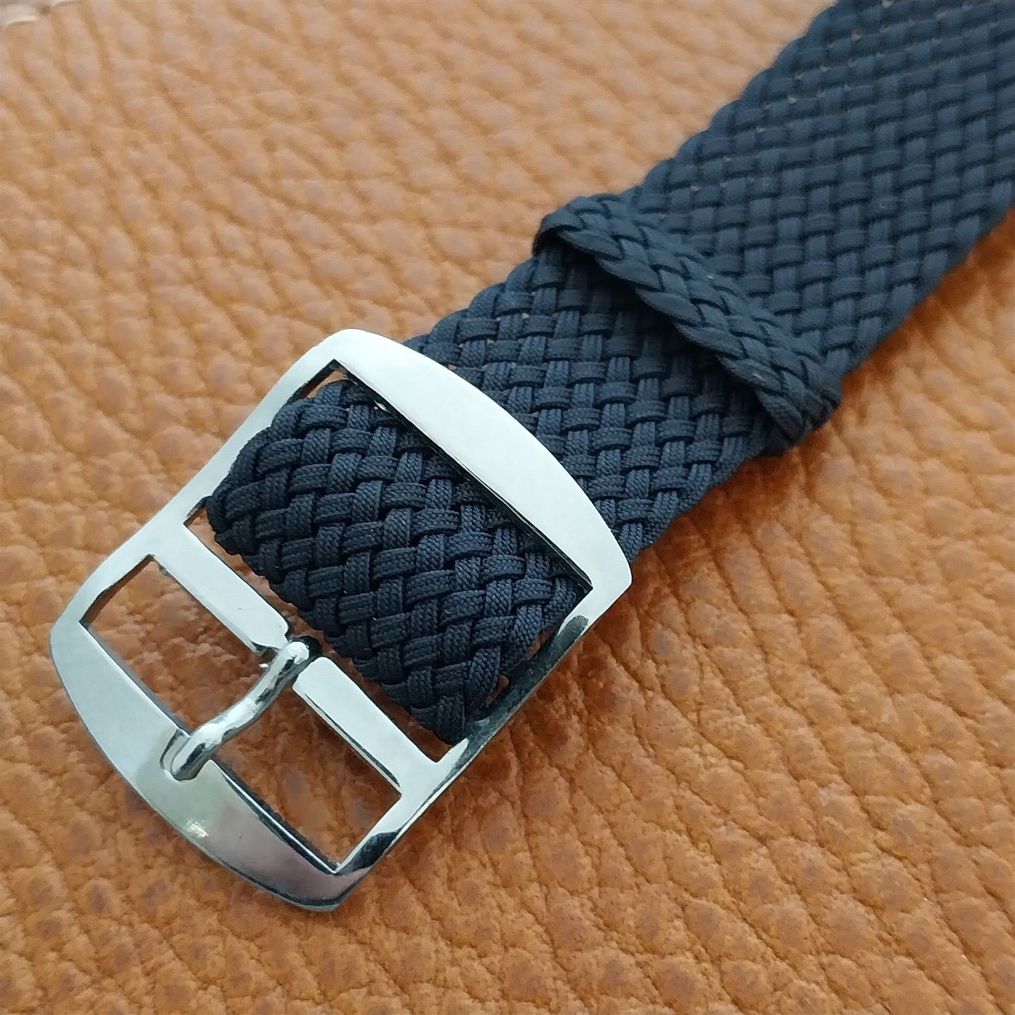 Vintage 18mm Braided Perlon Dark Blue 1960s Single Pass Unused Watch Strap
