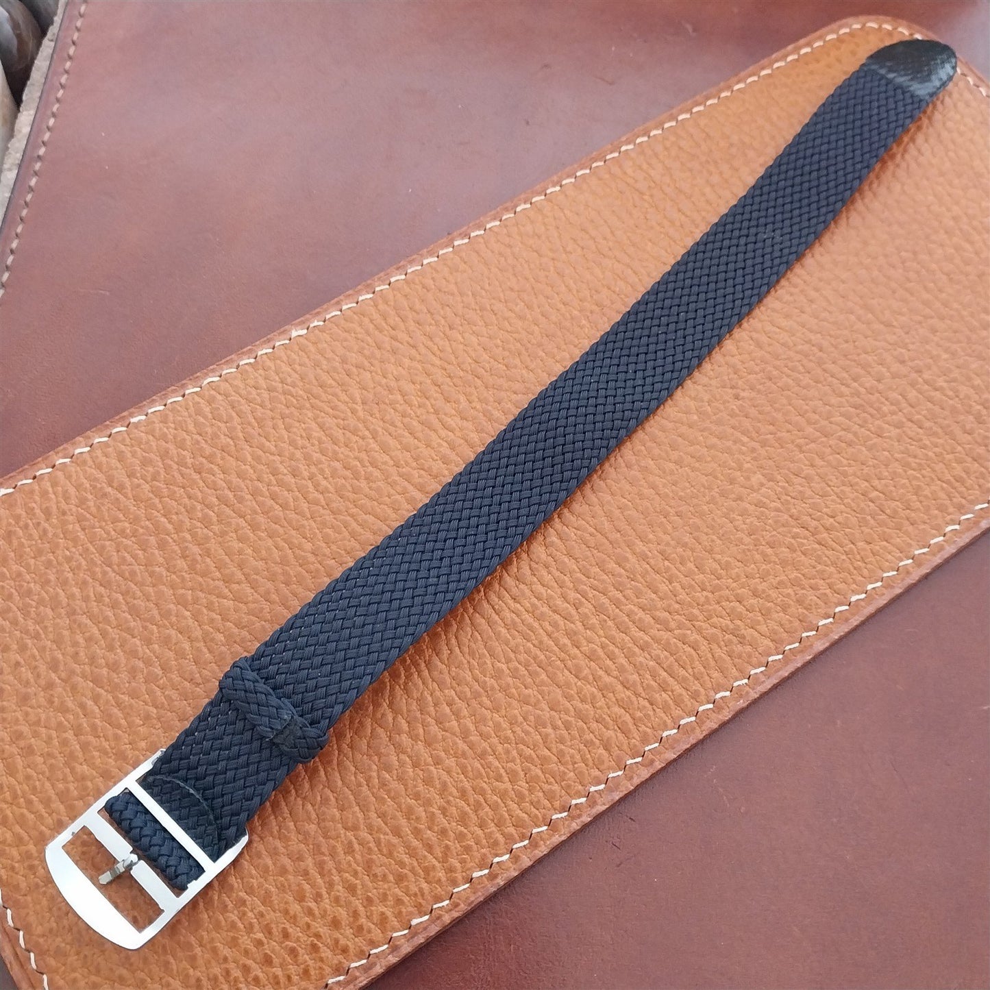 Vintage 18mm Braided Perlon Dark Blue 1960s Single Pass Unused Watch Strap