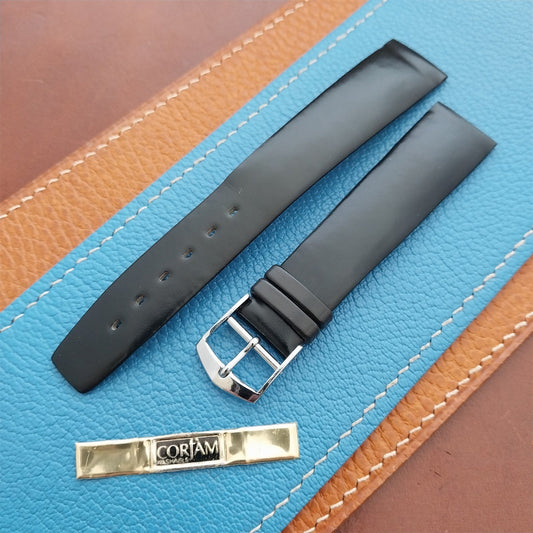Vintage Alexander 18mm Black Corfam Classic Tapered 18/15 Classic Watch Strap