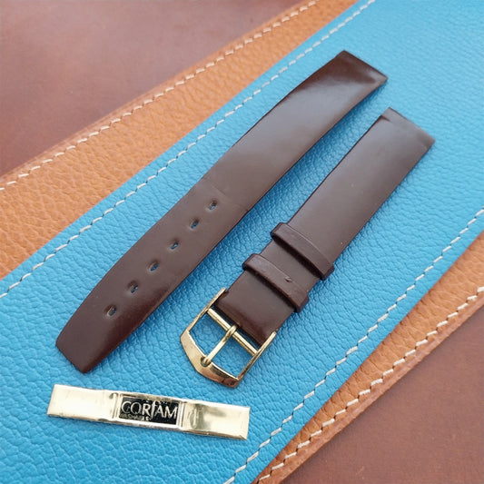 Vintage Alexander 16mm Brown Corfam Classic Tapered 16/15 Classic Watch Strap