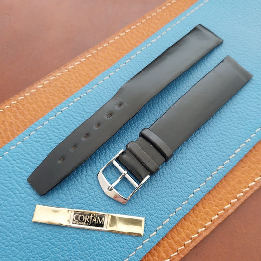 Vintage Alexander 16mm Black Corfam Classic Tapered 16/15 Classic Watch Strap