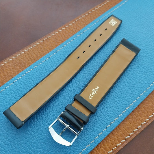 Vintage Alexander 16mm Black Corfam Classic Tapered 16/15 Classic Watch Strap