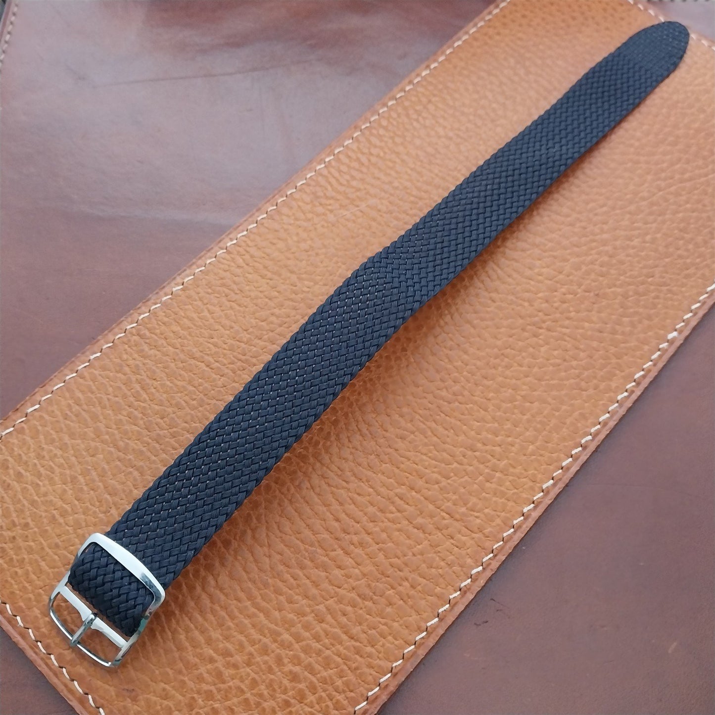 Vintage 18mm Braided Perlon Dark Blue 1960s Single Pass Unused Watch Strap