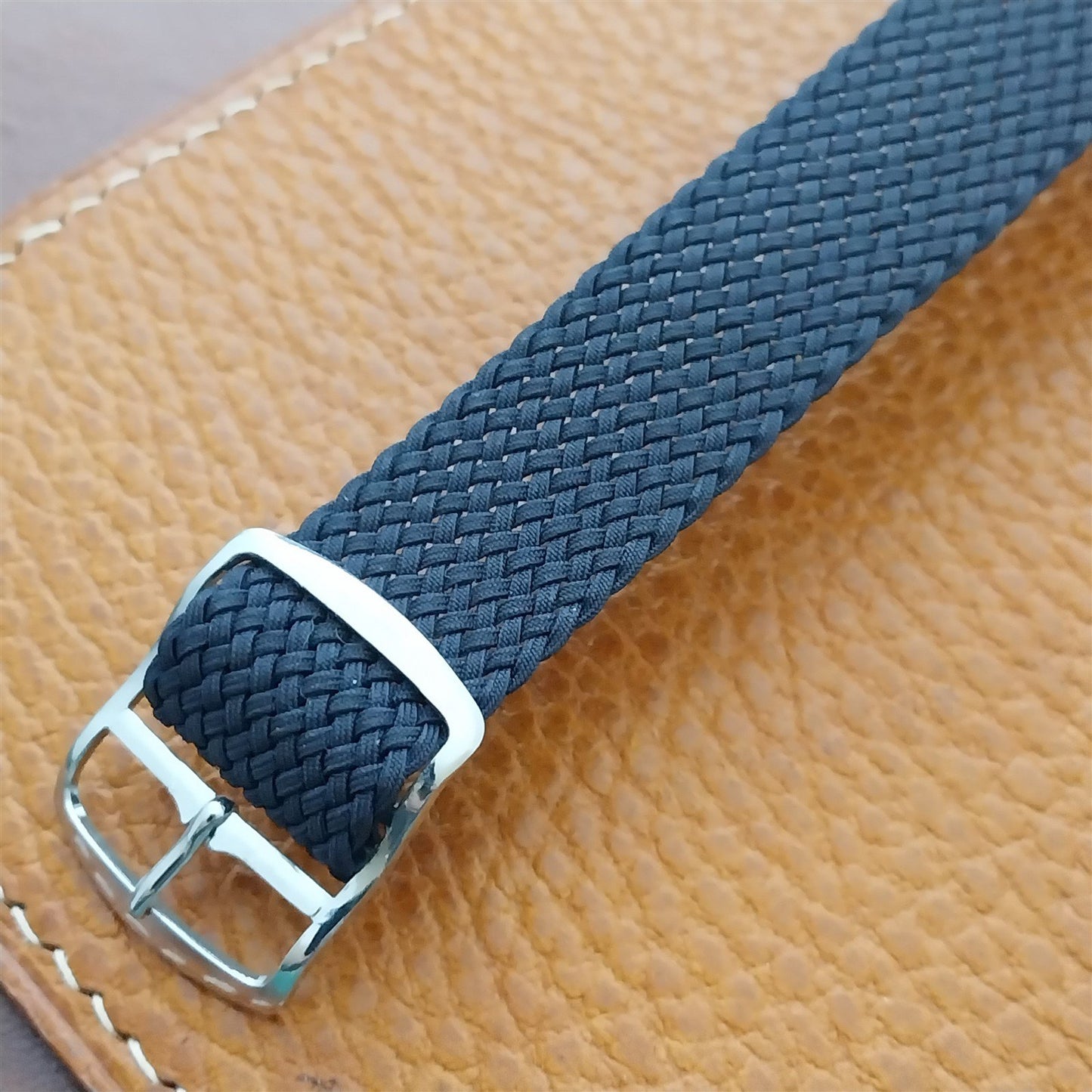 Vintage 18mm Braided Perlon Dark Blue 1960s Single Pass Unused Watch Strap