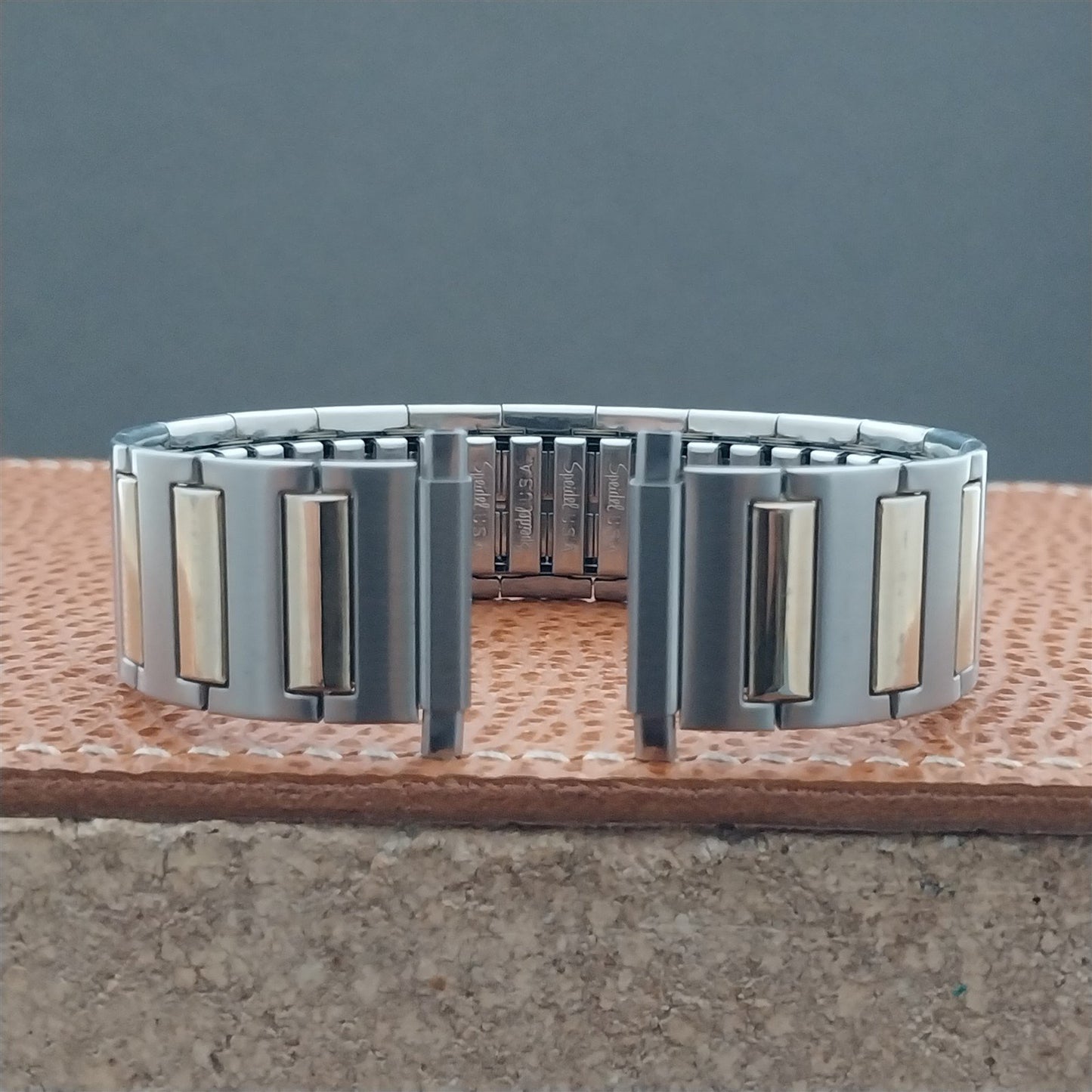 Speidel Wide Stainless Steel & Gold Long Expansion Unused Vintage Watch Band