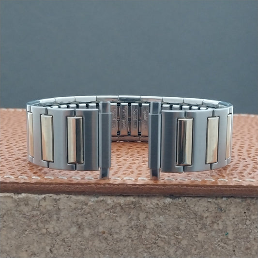 Speidel Wide Stainless Steel & Gold Long Expansion Unused Vintage Watch Band