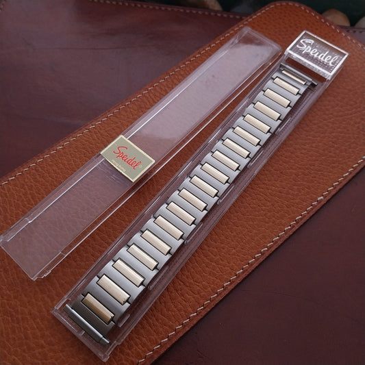 Speidel Wide Stainless Steel & Gold Long Expansion Unused Vintage Watch Band