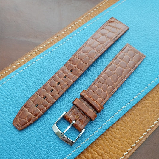 Vintage 17.7mm Alexander Tan Thin Alligator-Grain Classic 1960s Watch Strap