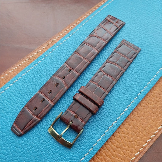Vintage 16mm Alexander Brown Thin Alligator-Grain Classic 1960s Watch Strap