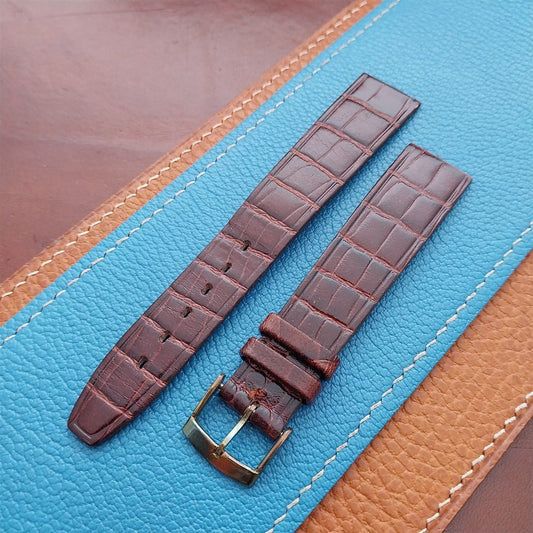 Vintage 18mm Alexander Brown Thin Alligator-Grain Classic 1960s Watch Strap