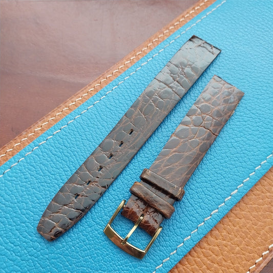Vintage 5/8" Alexander Brown Thin Alligator Unused Classic 1960s Watch Strap