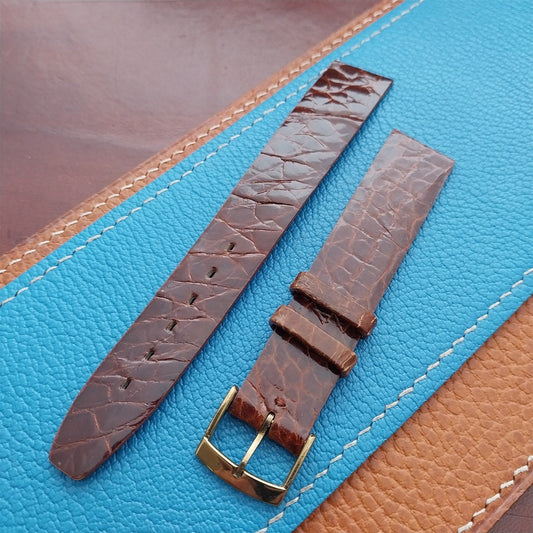 Vintage 16mm Alexander Brown Thin Alligator Unused Classic 1960s Watch Strap