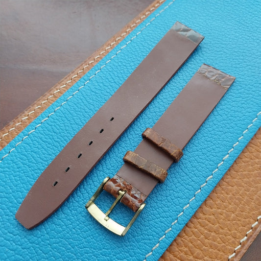 Vintage 16mm Alexander Brown Thin Alligator Unused Classic 1960s Watch Strap