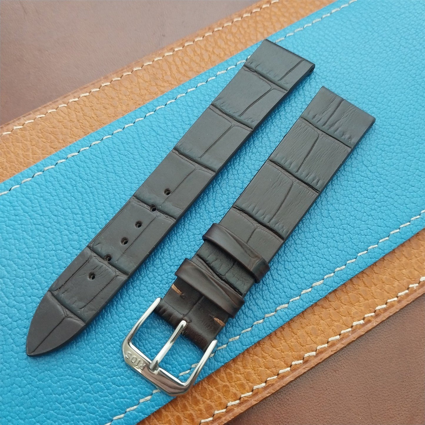 18mm Rios Miami Matte Brown Alligator Grain Leather Tapered 18/16 Watch Strap