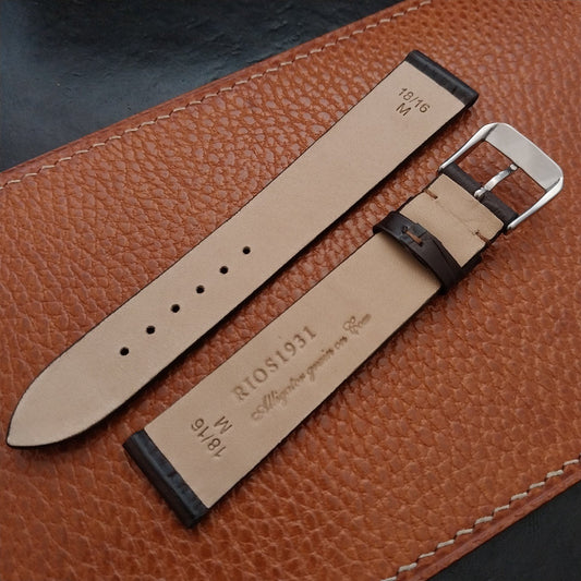 18mm Rios Miami Matte Brown Alligator Grain Leather Tapered 18/16 Watch Strap