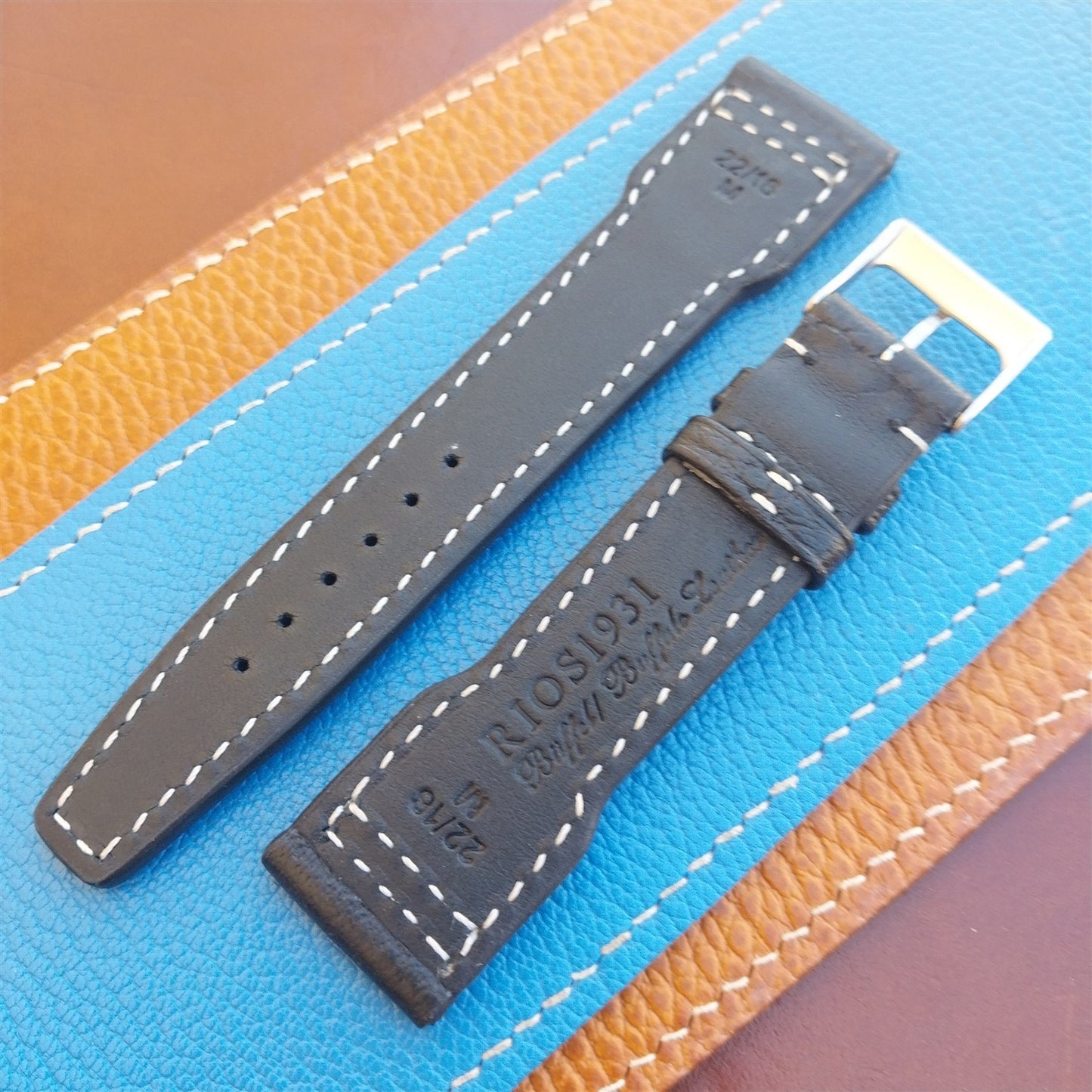 22mm Mocha Rios Typhoon Buffalo Leather 22/18 Aviator Pilot Watch Strap